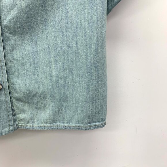 Miu Miu Light Blue Bubble Sleeve Cotton Denim Shirt - Picture 4 of 8